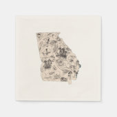 ジョージアヴィンテージ写真地図アンティーク州図 スタンダードカクテルナプキン (正面)