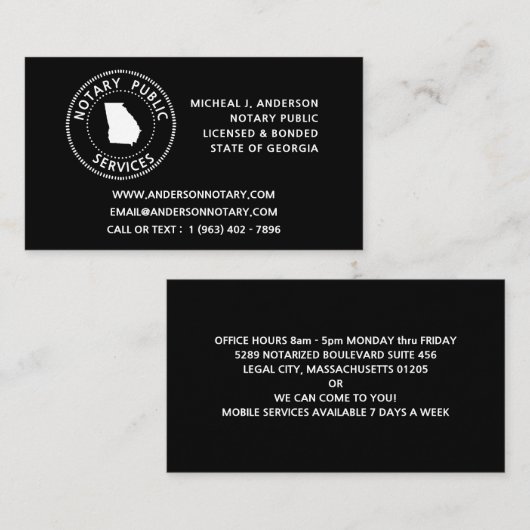 ジョージア公証人公共サービス 名刺 (正面/裏面)