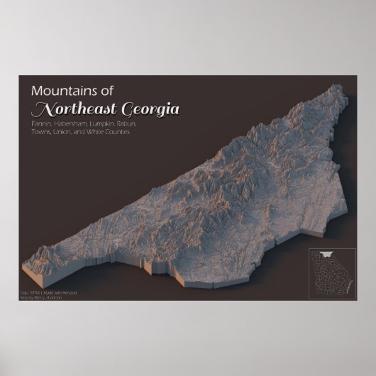 ジョージア北東部の山々 ポスター (正面)