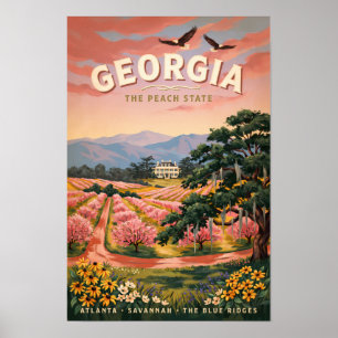 ジョージア国イラスト旅行アートビンテージ ポスター