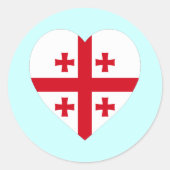 ジョージア国旗のハート ラウンドシール (正面)