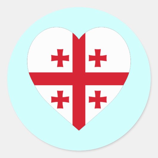 ジョージア国旗のハート ラウンドシール (正面)