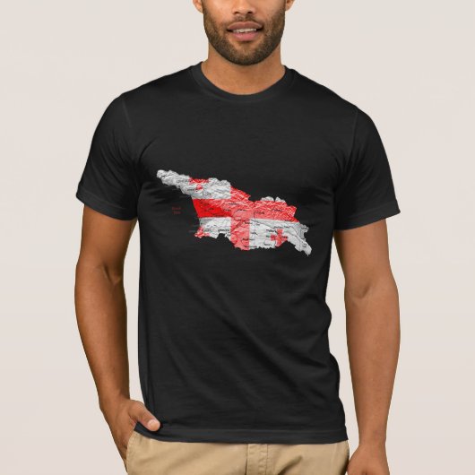 ジョージア国旗の色地図Tシャツ Tシャツ (正面)