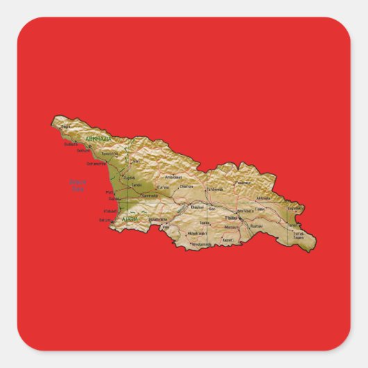 ジョージア地図ステッカー スクエアシール (正面)