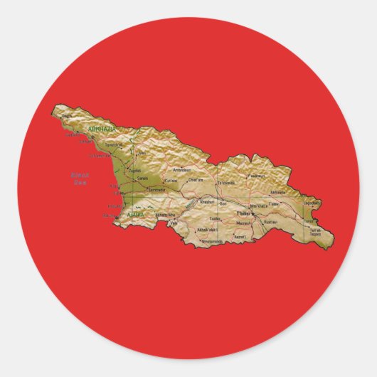 ジョージア地図ステッカー ラウンドシール (正面)