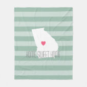 ジョージア地図ホーム州ラブカスタムズハート フリースブランケット (正面)