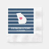 ジョージア地図ホーム州ラブカスタムズハート 縁ありカクテルナプキン (正面)