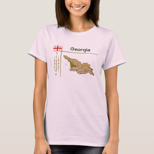 ジョージア地図+旗+タイトルTシャツ Tシャツ (正面)