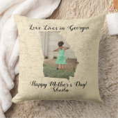 ジョージア州に住む古い地図と州の形をした写真 クッション (ブランケット)