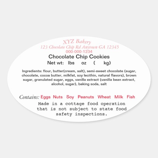 ジョージア州のカントリー食品法ラベル 農家の市場 楕円形シール (正面)