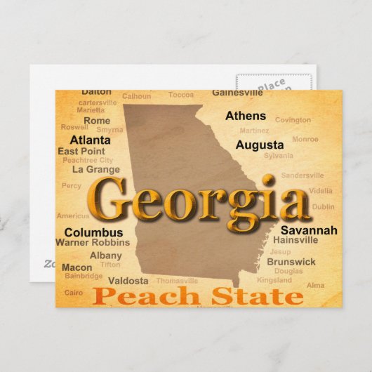 ジョージア州のプライド地図シルエット ポストカード (正面/裏面)