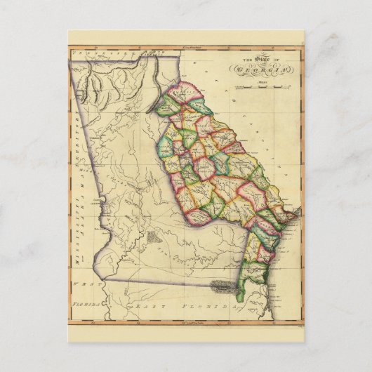 ジョージア州の地図（1810年頃） ポストカード (正面)