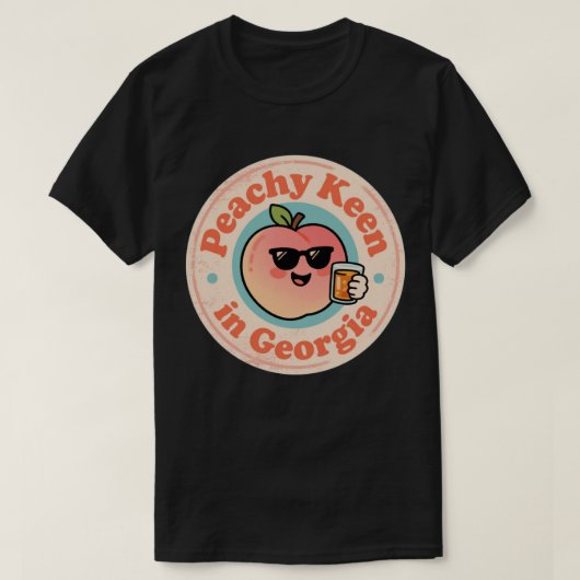 ジョージア州の桃が可愛いレトロな面白さ Tシャツ (デザイン正面)