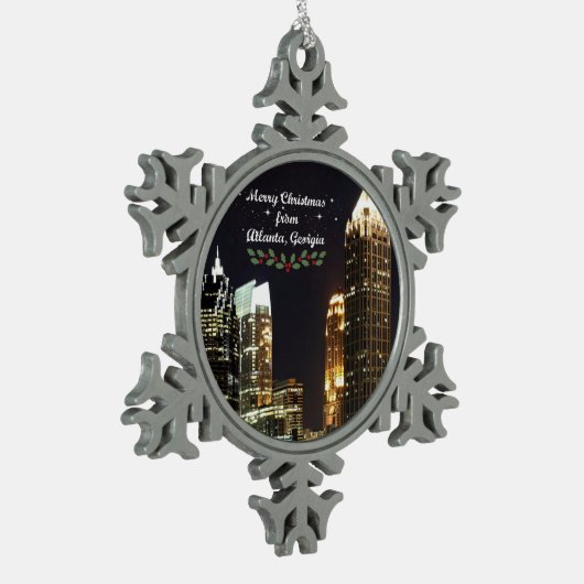 ジョージア州アトランタからのメリークリスマス スノーフレークピューターオーナメント (左)