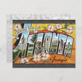ジョージア州アトランタよりグリーティング、ヴィンテージ ポストカード (正面/裏面)
