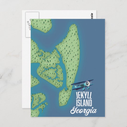 ジョージア州ジェキル島 アメリカ 地図 ポストカード (正面/裏面)