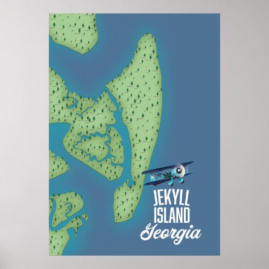 ジョージア州ジェキル島 米国 地図 ポスター (正面)