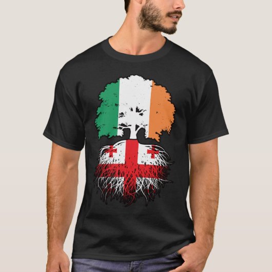 ジョージア州ジョージア州アイルランドの木のルーツ国旗 Tシャツ (正面)