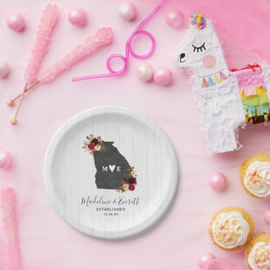 ジョージア州デスティネーションウェディングモノグラム ペーパープレート (パーティー)