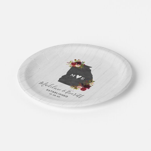 ジョージア州デスティネーションウェディングモノグラム ペーパープレート (アングル)