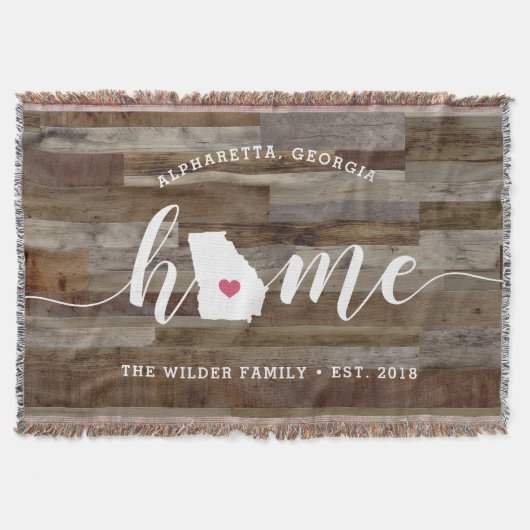 ジョージア州パーソナライズされたウッドルック スローブランケット (正面)