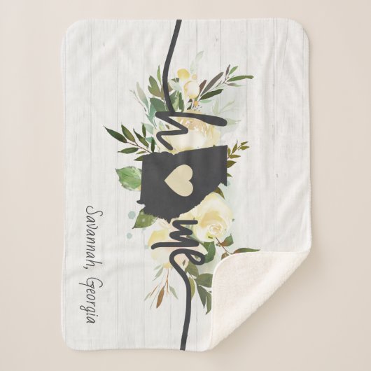 ジョージア州パーソナライズされたユアホームシティ素朴 シェルパブランケット (正面)