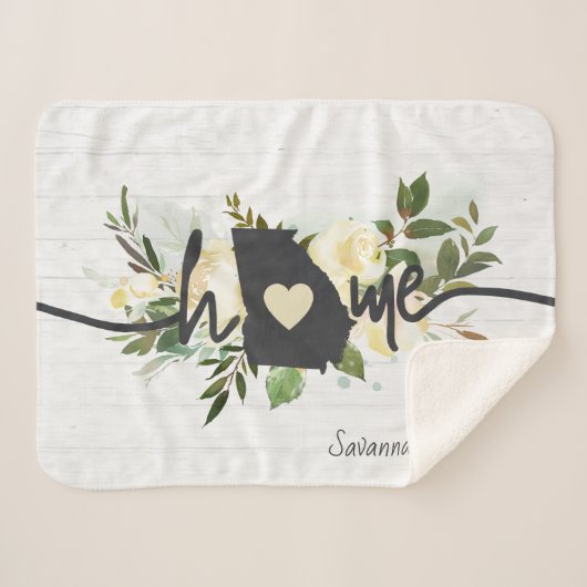 ジョージア州パーソナライズされたユアホームシティ素朴 シェルパブランケット (正面(横))