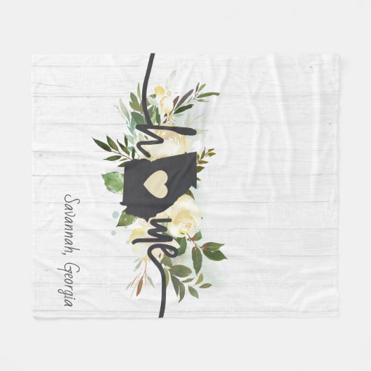 ジョージア州パーソナライズされたユアホームシティ素朴 フリースブランケット (正面(横))