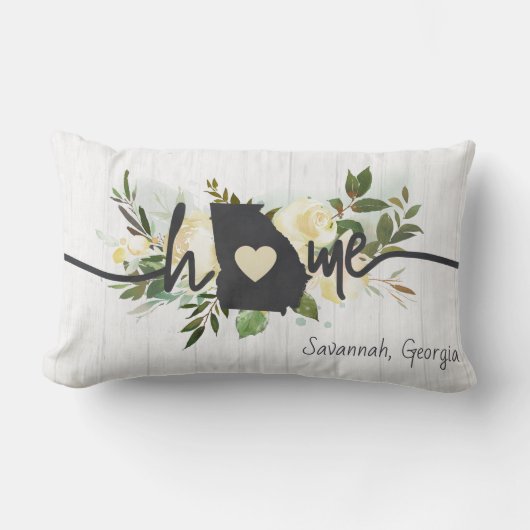 ジョージア州パーソナライズされたユアホームシティ素朴 ランバークッション (正面)