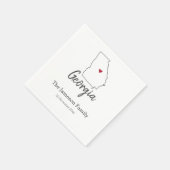 ジョージア州マップパーソナライズされたファミリー懇親会 スタンダードカクテルナプキン (角)