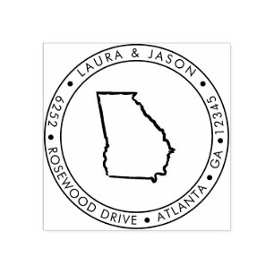 ジョージア州マップ差出人住所ウッドアートスタンプ ラバースタンプ