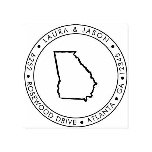 ジョージア州マップ差出人住所ウッドアートスタンプ ラバースタンプ (インプリント)