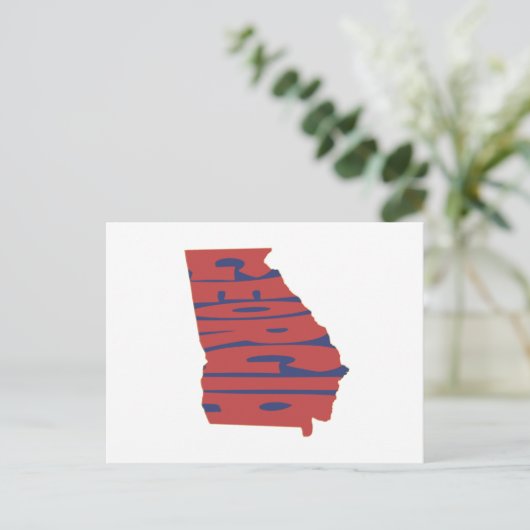 ジョージア州名ワードアートレッド ポストカード (スタンド正面)