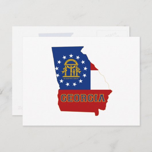 ジョージア州地図型国旗(州名入り) ポストカード (正面/裏面)