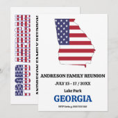 ジョージア州家族再会 🇺🇸 アメリカ州地図 フラグ 招待状 (正面/裏面)