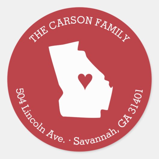 ジョージア州差出人住所withハートオンシティ ラウンドシール (正面)