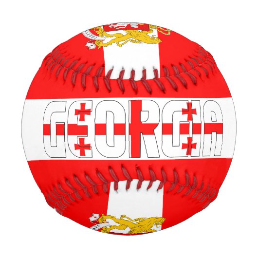 ジョージア州旗とコート・オブ・アームズ 野球ボール (正面)