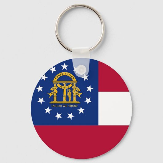 ジョージア州旗を持つキーチェーン州 キーホルダー (正面)