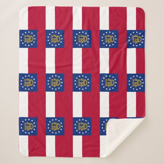 ジョージア州旗を持つ愛国心のあるシェルパ毛布 シェルパブランケット (正面)