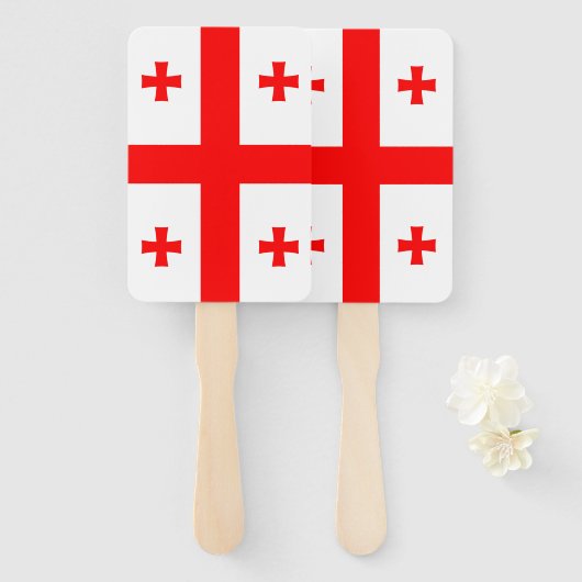 ジョージア州旗を持つ愛国的なハンドファンのセット ハンドファン (正面&裏面)