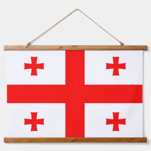 ジョージア州旗を掲げたウォールタペストリー 吊り下げ型タペストリー (正面)