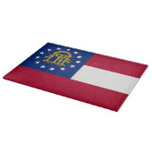 ジョージア州旗を掲げたガラス板 カッティングボード (角)