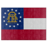 ジョージア州旗を掲げたガラス板 カッティングボード (正面)