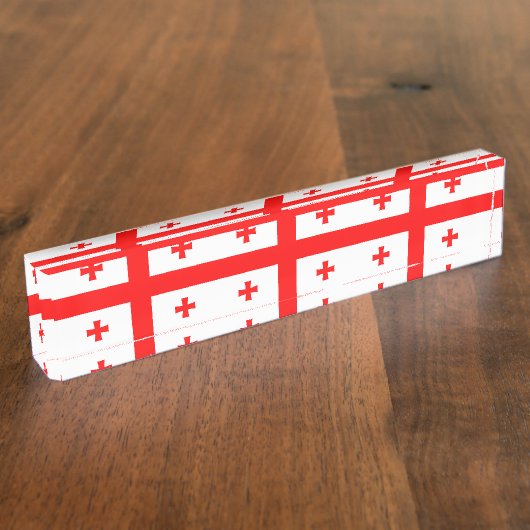 ジョージア州旗を掲げた愛国的な卓上の銘板 デスクネームプレート (側面)