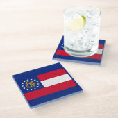 ジョージア州旗デザインデコール ガラスコースター (アングル)