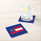 ジョージア州旗デザイン スクエアペーパーコースター (インサイチュ)