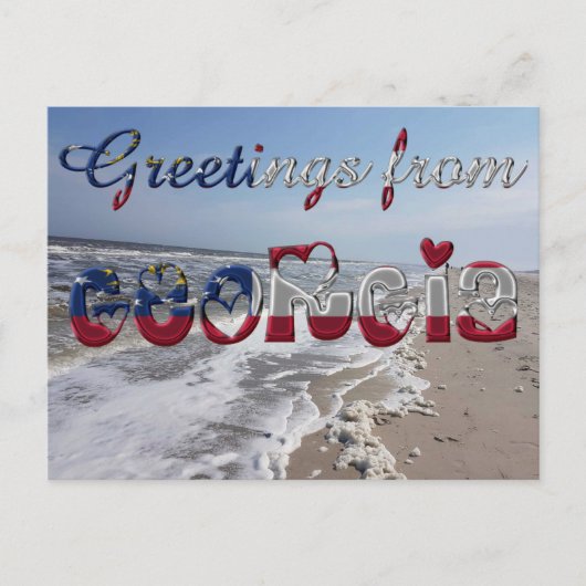 ジョージア州旗ハートUSAからの挨拶 ポストカード (正面)