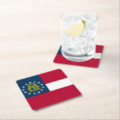 ジョージア州旗 スクエアペーパーコースター (インサイチュ)