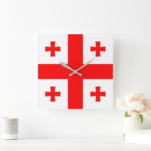 ジョージア州旗 スクエア壁時計 (ホーム)