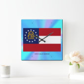 ジョージア州旗 スクエア壁時計 (ホーム)